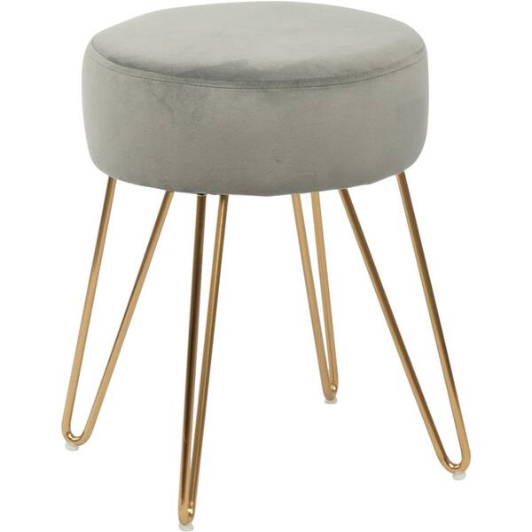 Venetian Worldwide Gray Velvet Universal Accent Stool With Asymmetric Gold Legs Vd Wy9111 0861 The Home Depot Venetian Worldwide Gray Velvet, Gold Leg Vanity Stool