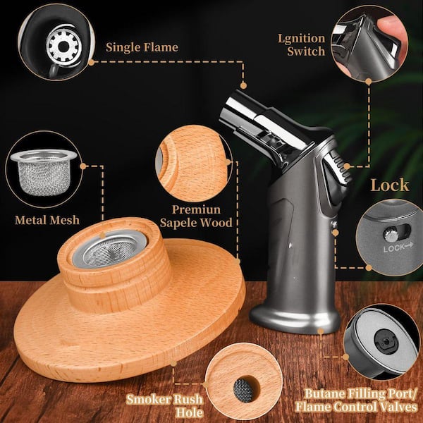 Lynzavix Cocktail Smoker Kit with Torch, Multi-Color Wood, Wood