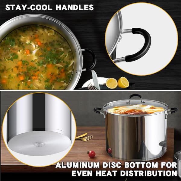 Cook N Home Non-Stick Aluminum Stockpot Cooking Pot with Glass Lid &  Reviews