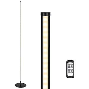 57.5 in. Black LED Dimmable Standing Floor Lamp for Living Room with Remote Control
