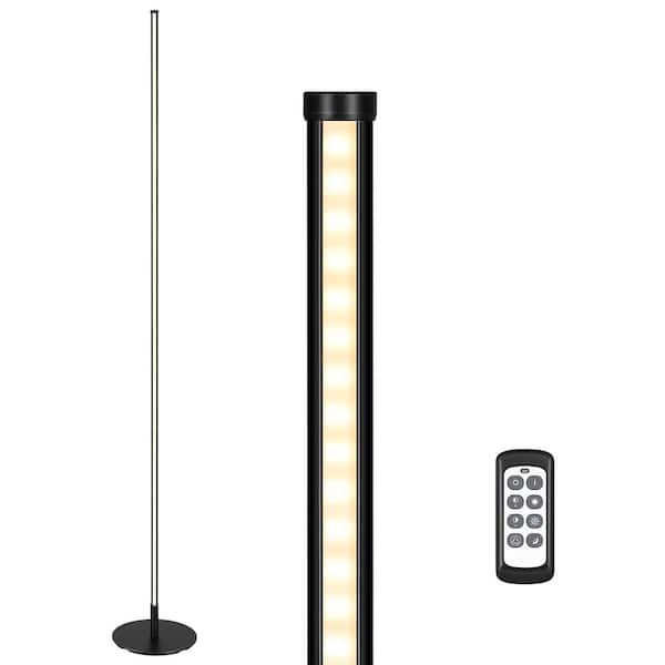 EDISHINE 57.5 in. Black LED Dimmable Standing Floor Lamp for Living Room with Remote Control