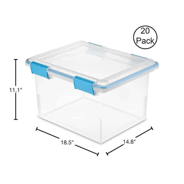 https://images.thdstatic.com/productImages/c34988fe-e0a5-4ffc-8f18-5ccae1e33b99/svn/clear-base-and-lid-with-blue-aquarium-latches-and-gaskets-sterilite-storage-bins-20-x-19334304-40_600.jpg
