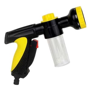 8-Pattern Water Gun Nozzle Sprinkler for Garden Watering and High Pressure Car Wash Cleaning with Auto Foam Tank