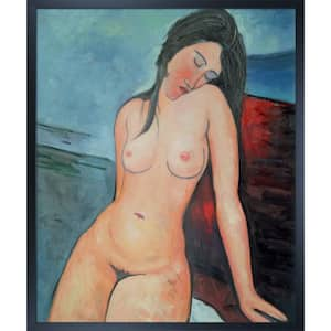 21.5 in. x 25.5 in. Female Nude by Amedeo Modigliani Studio Black Wood Framed People Oil Painting Art Print