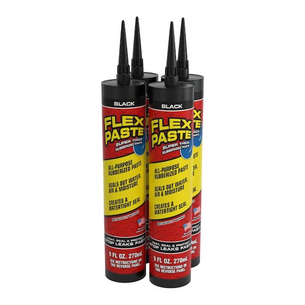 FLEX SEAL FAMILY OF PRODUCTS Flex Paste 9 fl. oz. Black All Purpose Strong Flexible Watertight Multipurpose Sealant (4-Pack)