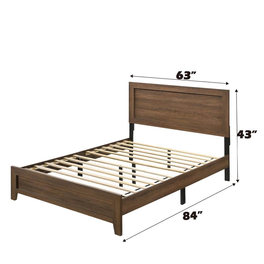 Elegant Oak Queen Bed with Upholstered Headboard and Storage Drawer