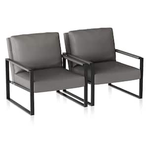 Eureka Vintage Gray Faux Leather Upholstered Accent Chairs (Set of 2)