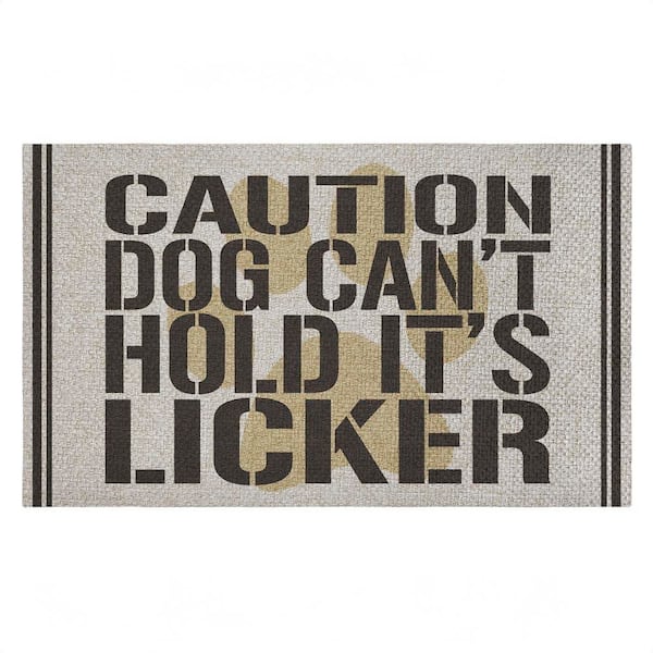 Dog can't Hold Licker Brown 18 in. x 30 in. Polyester Non-Slip Outdoor Door Mat