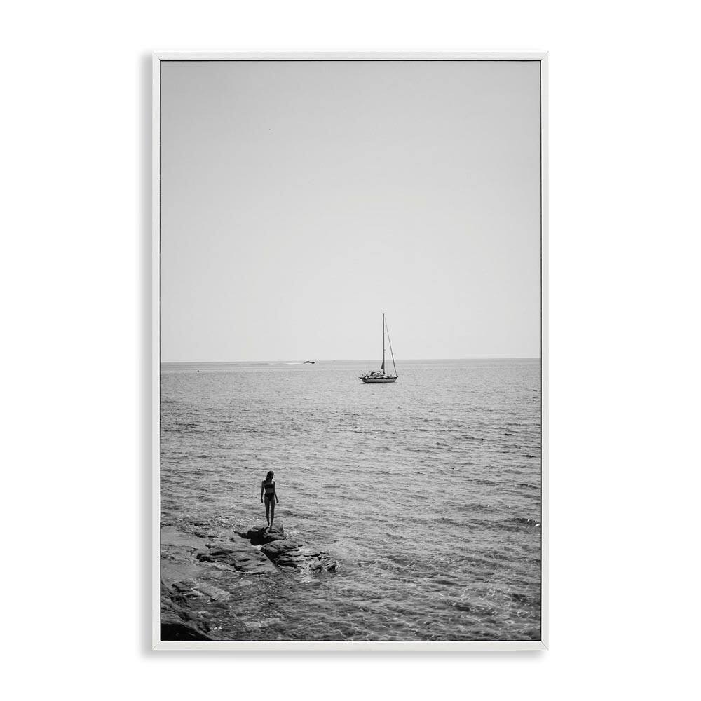 Standing On Edge Seascape by LSR Design Studio White Framed People Giclee Art Print 30 in. x 20 in. price history on PriceWatchPro