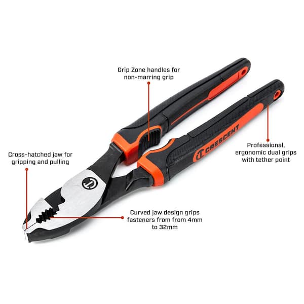 Crescent Z2 8 in. Slip Joint Pliers with Dual Material Grips