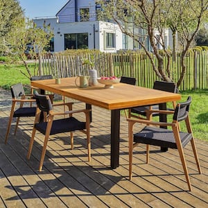 69 in. Acacia Wood Thicken Outdoor Dining Table with Metal Frame