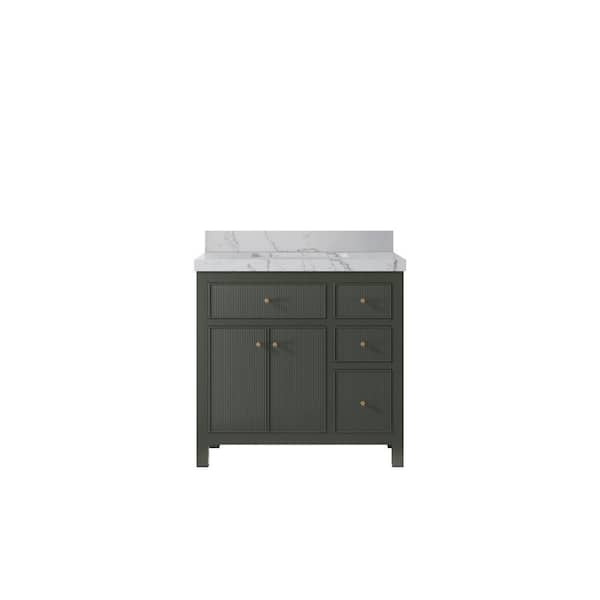 Willow Collections Sonoma 36 in. W x 22 in. D x 36 in. H Single Sink Bath Vanity in Pewter Green with 2 in. Venatino qt. Top