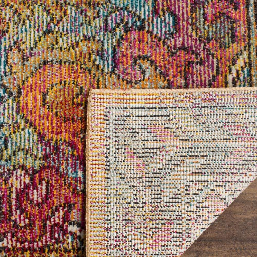 Reversible Light Blue Floral Synthetic 8' x 10' Area Rug