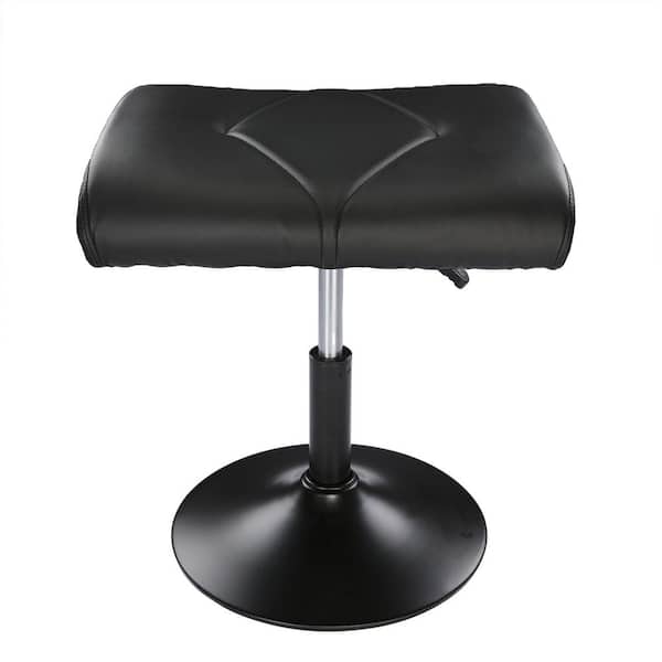 Adjustable PU Leather Foot Rest Ottoman-Ergonomic Under Desk Leg Support with Comfort Padding, Black Ottoman