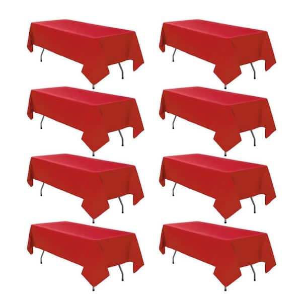 8 Pack 60×102in Red Polyester Rectangular Tablecloths, Wrinkle Resistant Washable 6FT Table Covers
