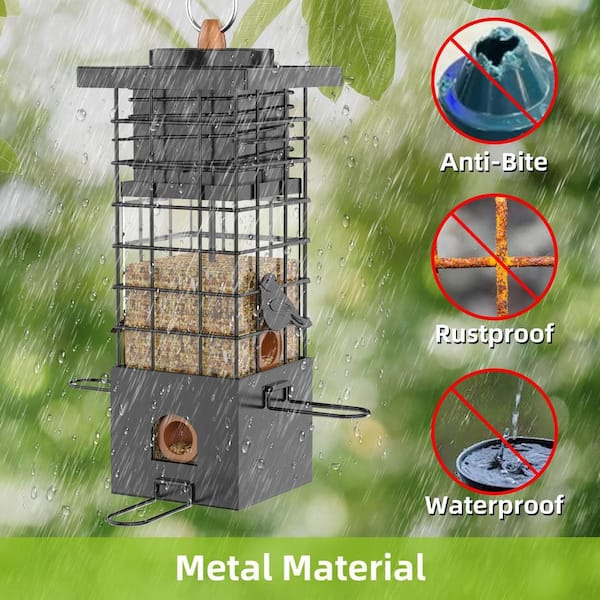 Unbranded - Black Metal 2.5 lbs. Capacity Squirrel Proof Bird Feeder for Wild Bird