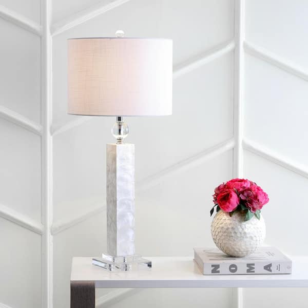 JONATHAN Y Bailey 32 in. White LED Seashell Table Lamp (Set of 2)