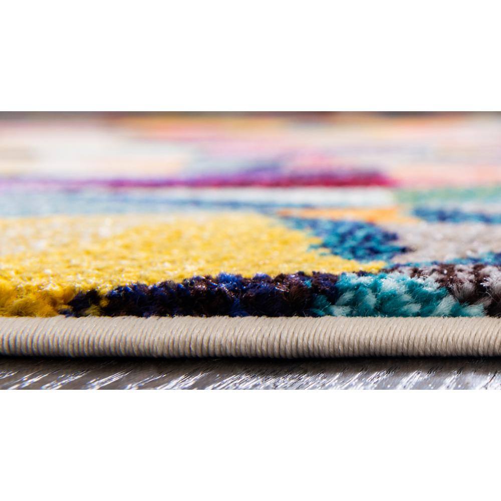Blue Geometric 8' x 10' Stain-Resistant Synthetic Area Rug