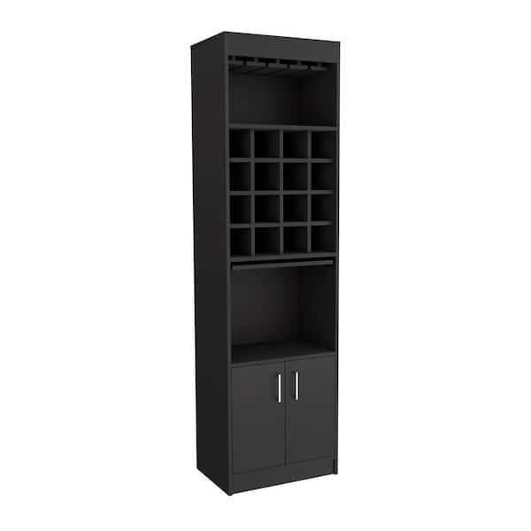 13.30 in. W x 20 in. D x 71.10 in. H Black Particle Board Freestanding Linen Cabinet w/2-Shelves in Black
