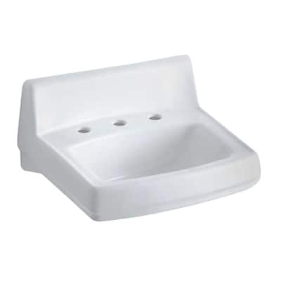 Greenwich Wall-Mount Vitreous China Bathroom Sink in White with Overflow Drain