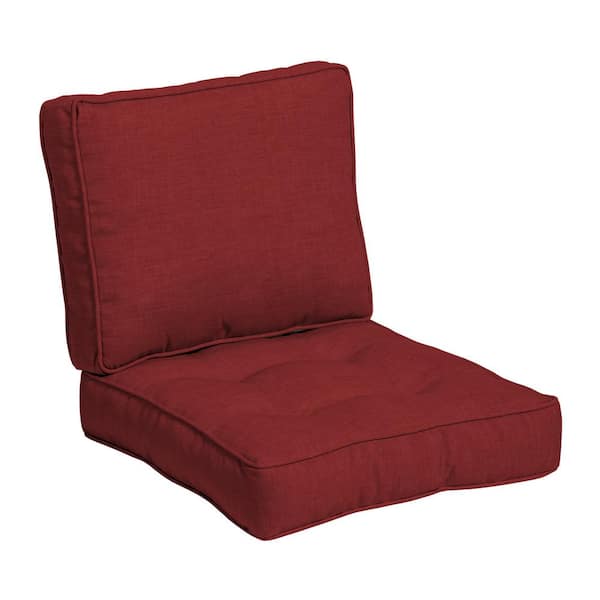ARDEN SELECTIONS Plush PolyFill 24 in. x 24 in. 2-Piece Deep Seating Outdoor Lounge Chair Cushion in Ruby Red Leala