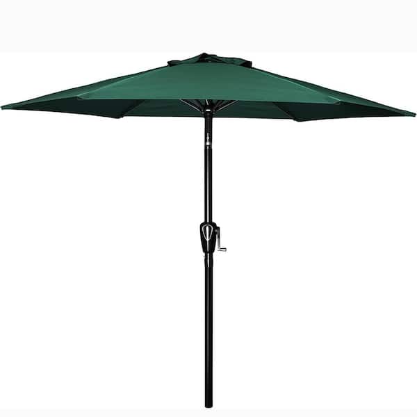 Unbranded 7.5 ft. Steel Market Outdoor Tilt Patio Umbrella in Green with 6 Sturdy Ribs