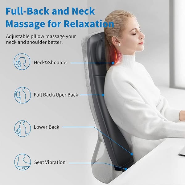 RENPHO Neck and Back Massage Cushion S-Shaped 5-Speed in Black  PUS-RF-BM076-BK - The Home Depot