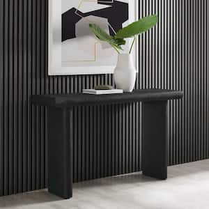 Relic 15 in. in Black Rectangle Solid Mango Wood Concrete Textured Console Table
