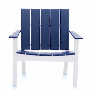 Cabana White and Navy Recycled Plastic Big Daddy Outdoor Lounge Chair