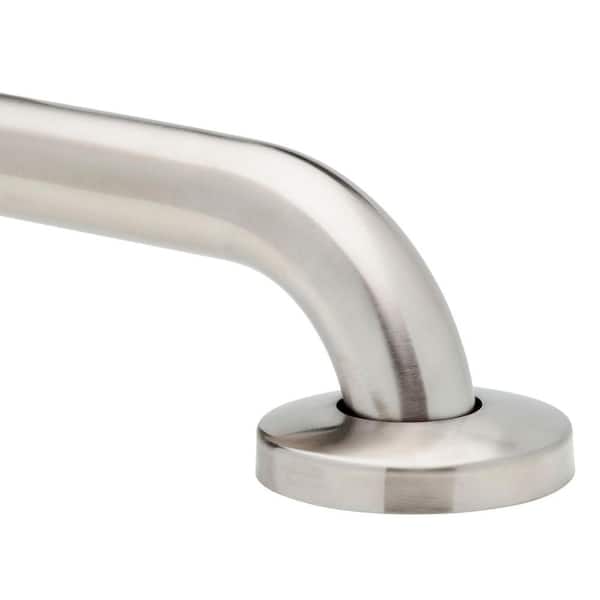 No Drilling Required 18 in. x 1-1/4 in. Grab Bar in Brushed Stainless ...