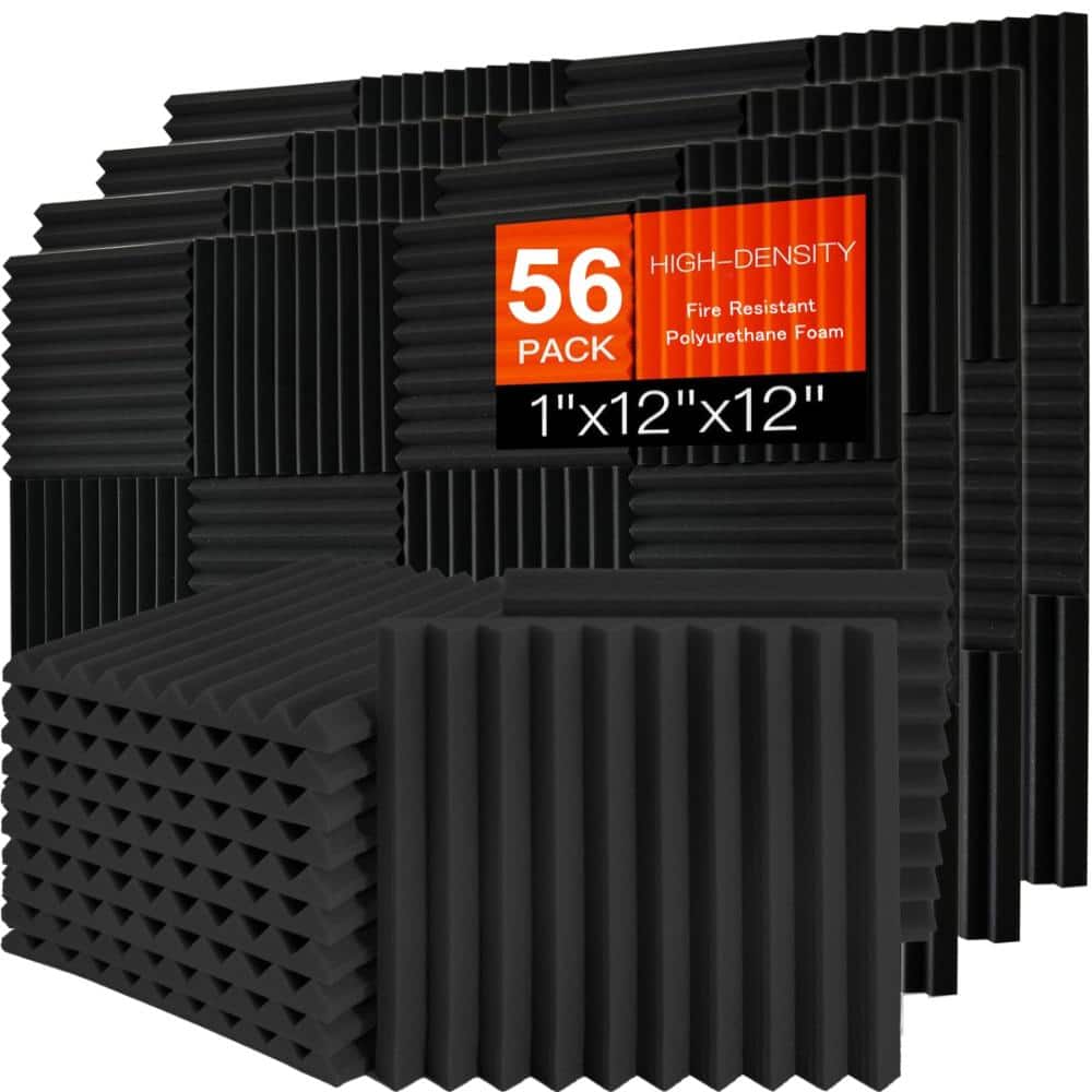 Acoustic Foam Panels 12 in. x 12 in. x 1 in. Soundproof Wall Panels Fire Resistant Noise Absorbing Wedge Design 56 Pack price history on PriceWatchPro