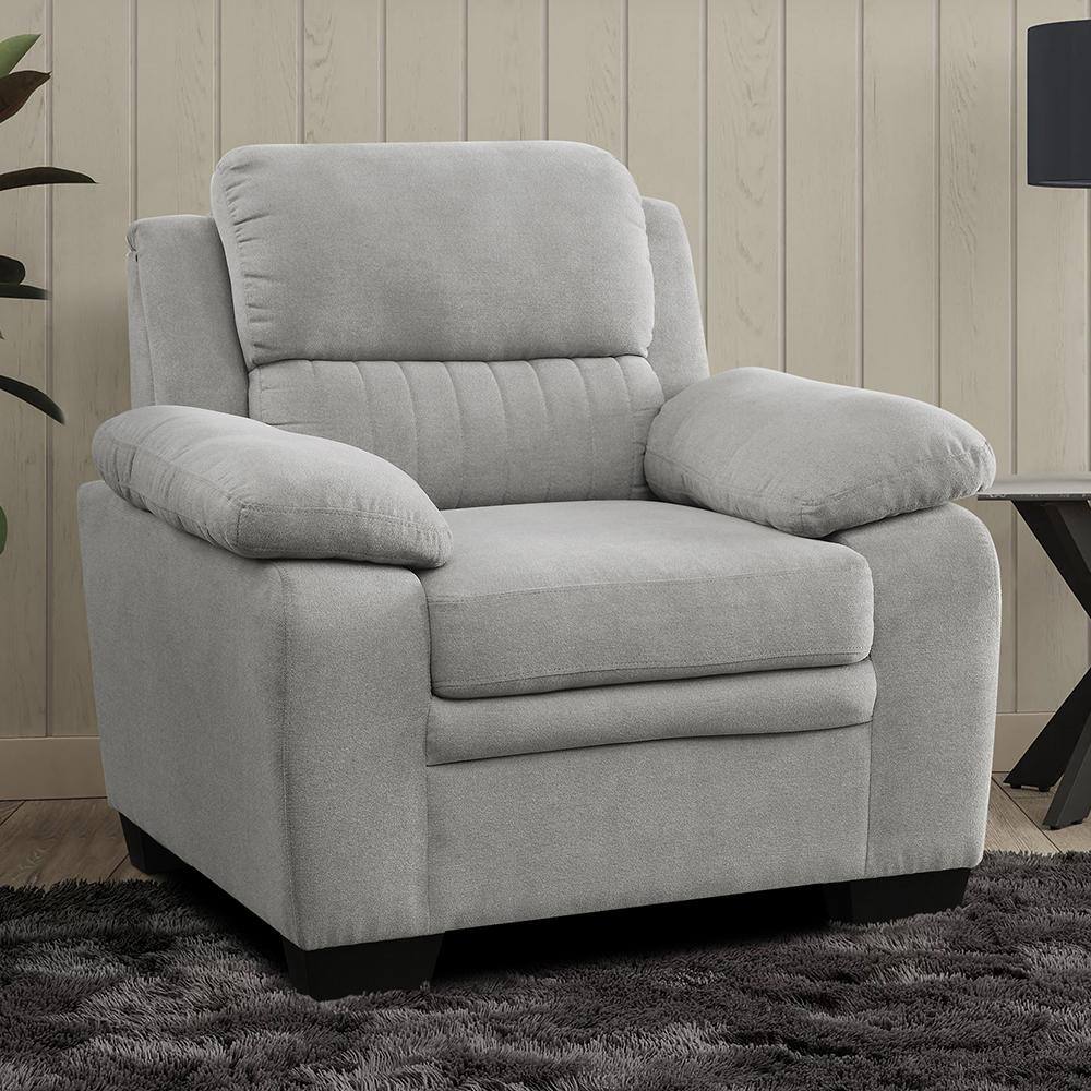Gray Channel Tufted Accent Chair with Manufactured Wood Frame
