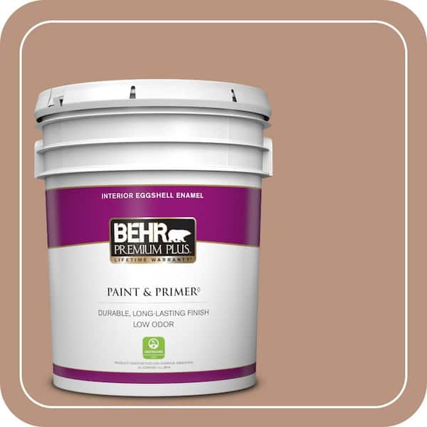 BEHR PREMIUM PLUS 5 gal. #MQ1-59 Caramel Cream Eggshell Enamel Low Odor Interior Paint & Primer