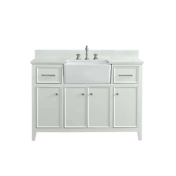 Casey 48 in. W x 22 in. D Bath Vanity in White with Engineered Stone Vanity Top in Ariston White with White Sink
