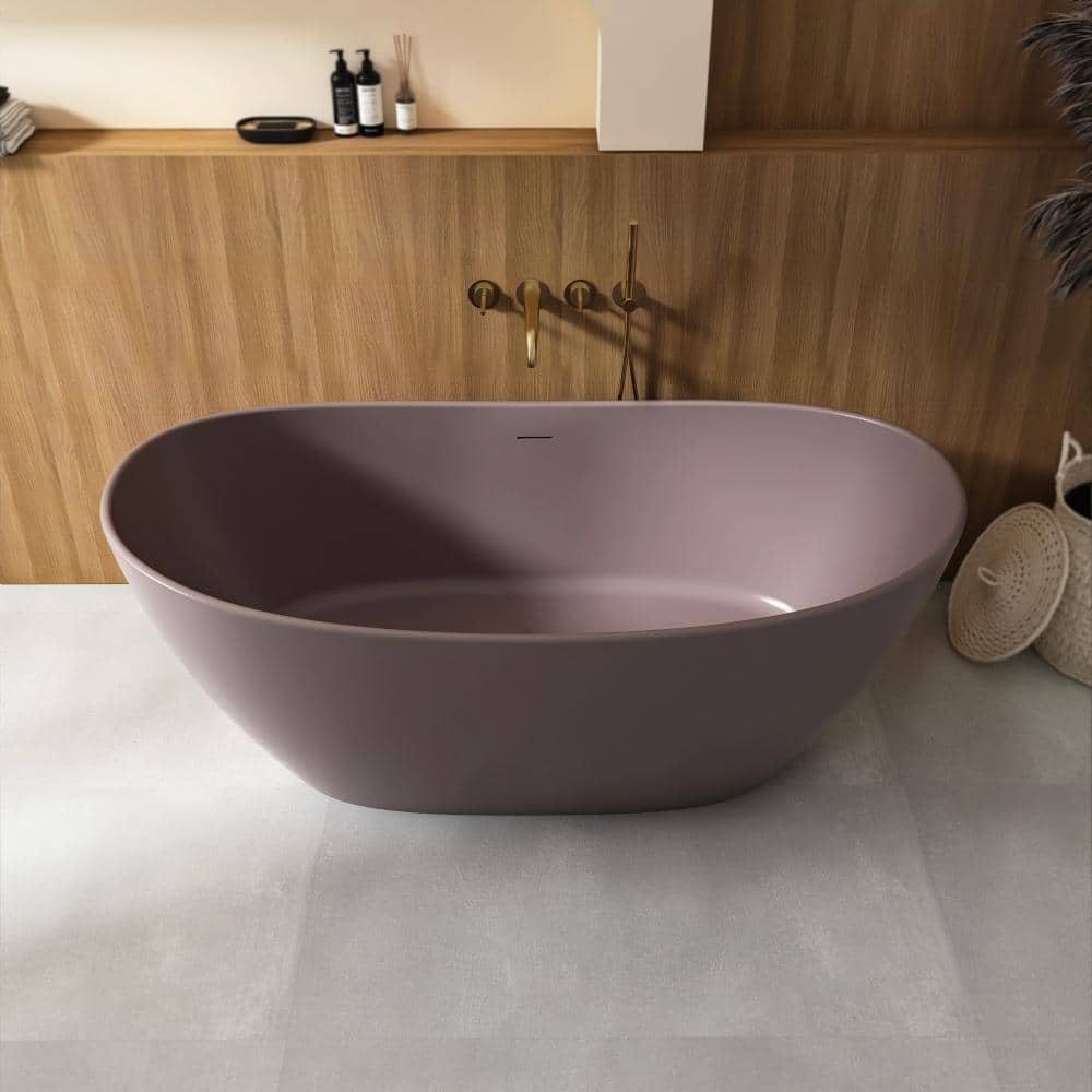 65 Inch Gray Brown Solid Surface Freestanding Soaking Bathtub,Ergonomic Design, Easy Installation, 83.74 Gal price history on PriceWatchPro