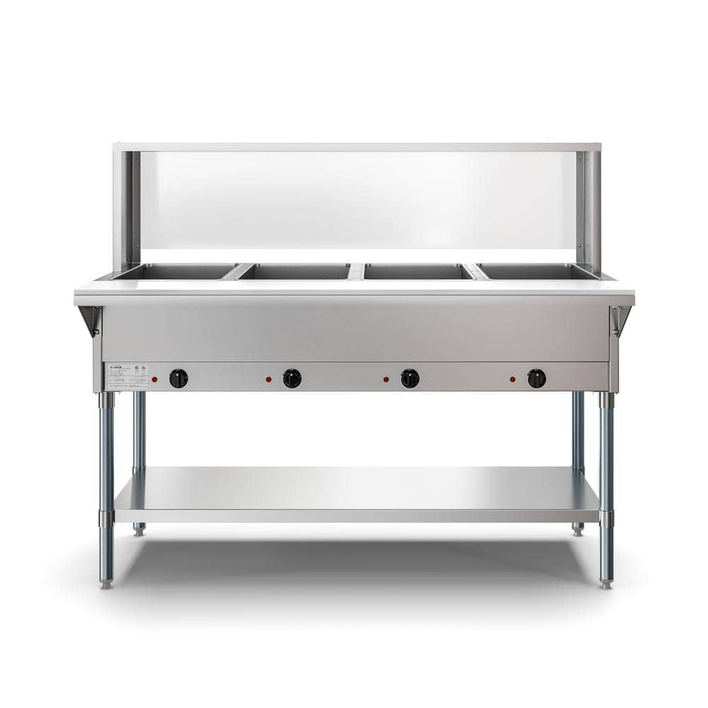 Koolmore 8 qt. Stainless Steel Countertop Food Warmer with Faucet, Soup Station and Buffet Table with Two Serving Sections