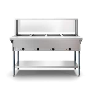 21 Qt. Stainless Steel Buffet Server with 4 Serving Sections and Protective Guard