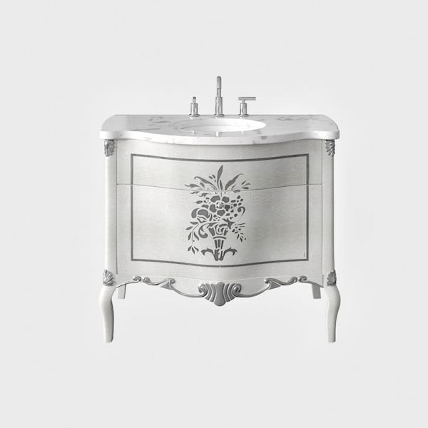 Monaco 38 in. Single Sink Ivory Bath Vanity with White Carrara Quartz Top (Assembled)