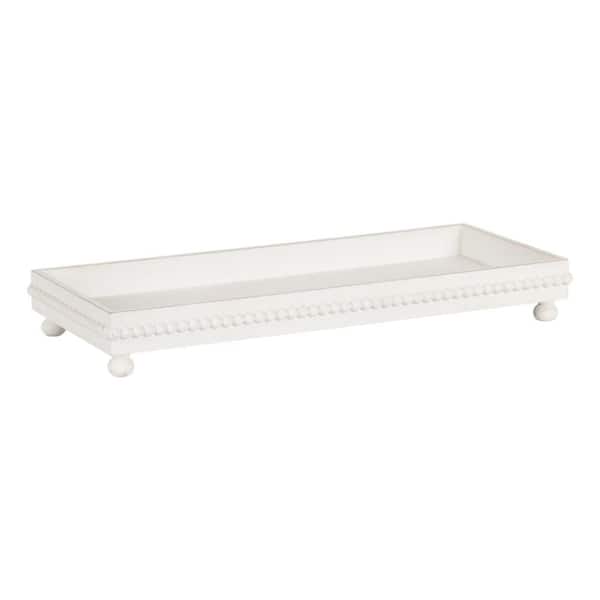 Kate and Laurel Strahm White Rectangle 24 in. Wood Decorative Tray