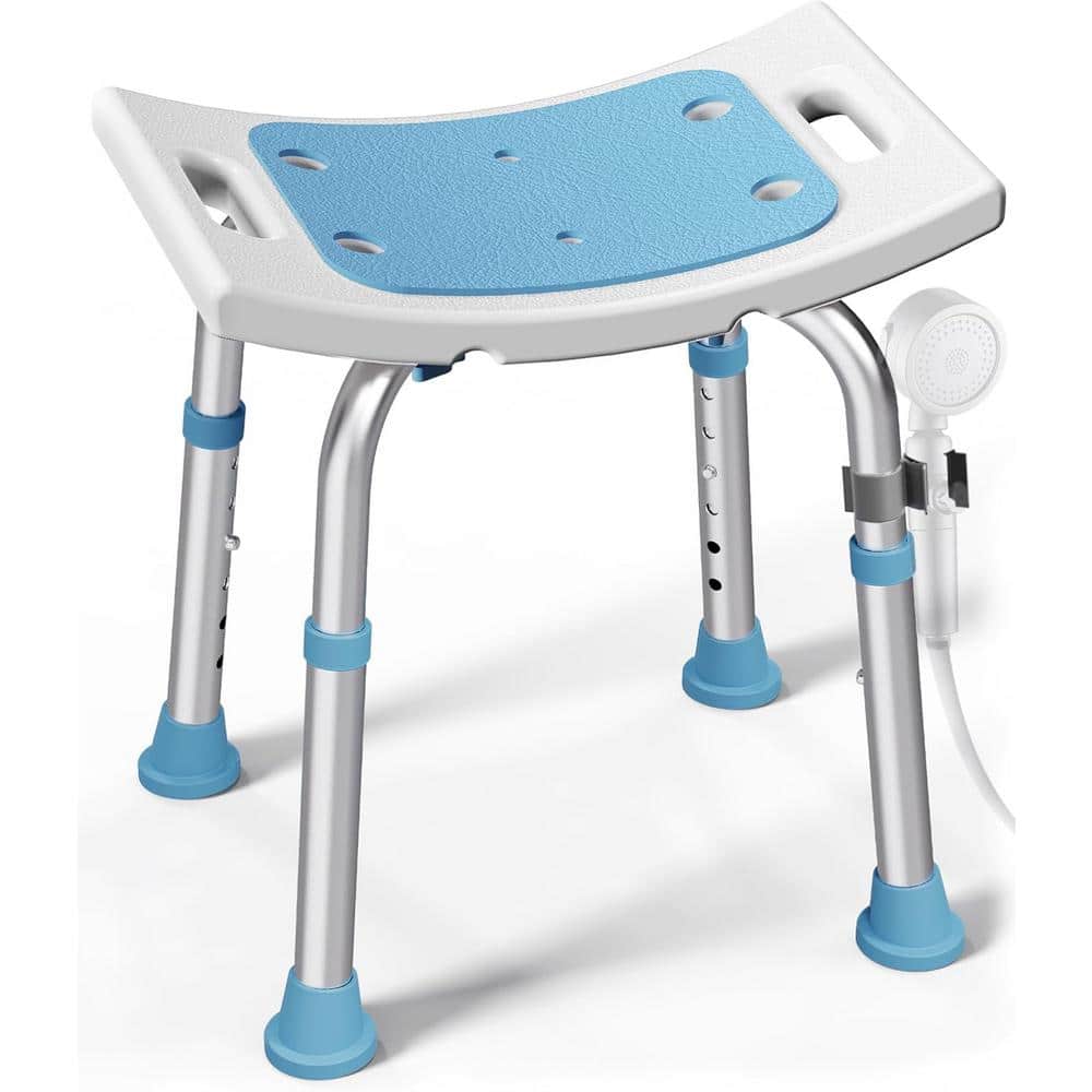 17 in. Aluminum Shower Stool Chair for Elderly and Disabled with Adjustable