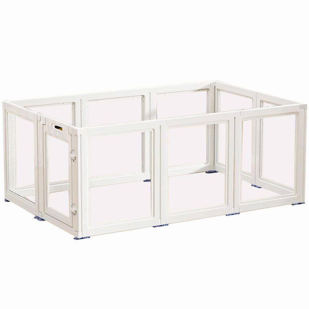 Transparent Puppy Playpen Indoor Easy Assemble Clear Pet Playpen Sturdy Easy Cleaning Plastic Dog Fence White 10-Pieces price history on PriceWatchPro