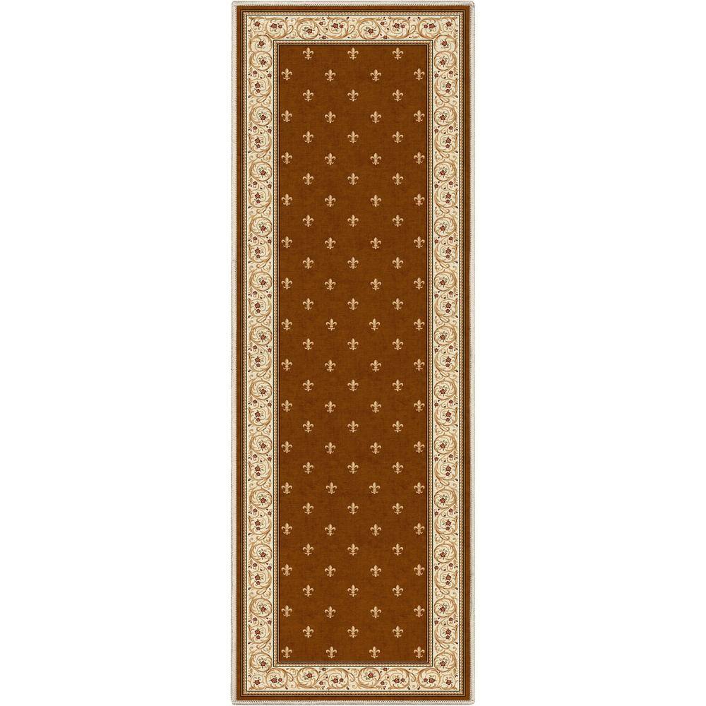 Well Woven Brown 2 ft. x 5 ft. Runner FlatWeave Apollo Fleur De Lis