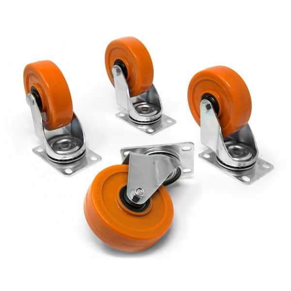 WEN 4 in. 285 lbs. Capacity Polyurethane Double Ball-Bearing Swivel Plate Caster (4-Pack)