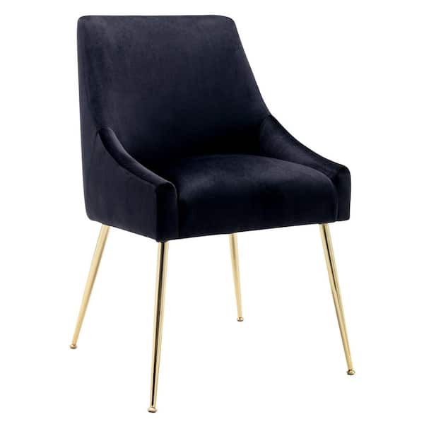 WESTINFURNITURE Trinity Black Upholstered Velvet Accent Chair With Metal Legs