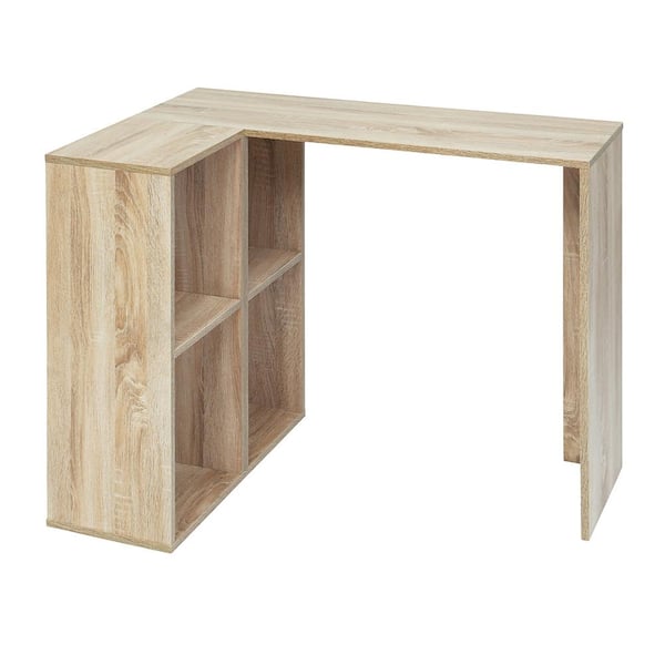 Homy Casa Baillie 35.4 in. L-Shape Beech Manuefactured Wood Computer Desk With Open Shelves