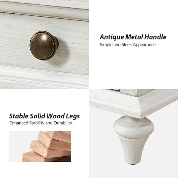 JAYDEN CREATION Nikolaj White 58 in. W 3 Drawer Sideboard with