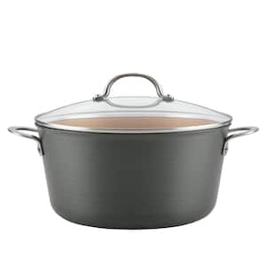 Home Collection 10 qt. Hard-Anodized Aluminum Nonstick Stock Pot in Charcoal Gray with Glass Lid