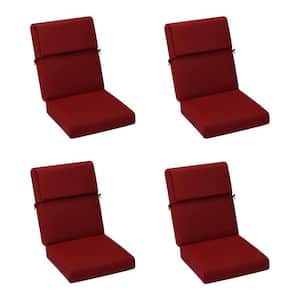 20.5 in. x 20.5 in. Outdoor High Back Chair Cushion with Adjustable Buckles and Ties in Ruby Red (4-Pack)