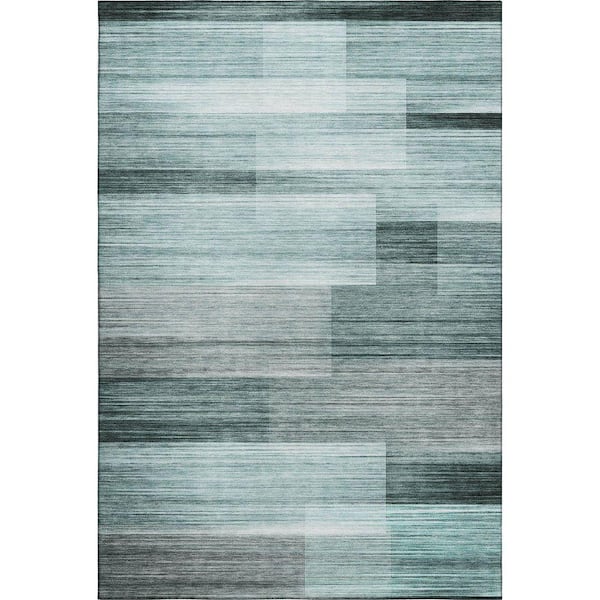 Mayfield Premium Machine Washable Abstract AMF2082 Teal 5 ft. x 7 ft. 6 in. Area Rug