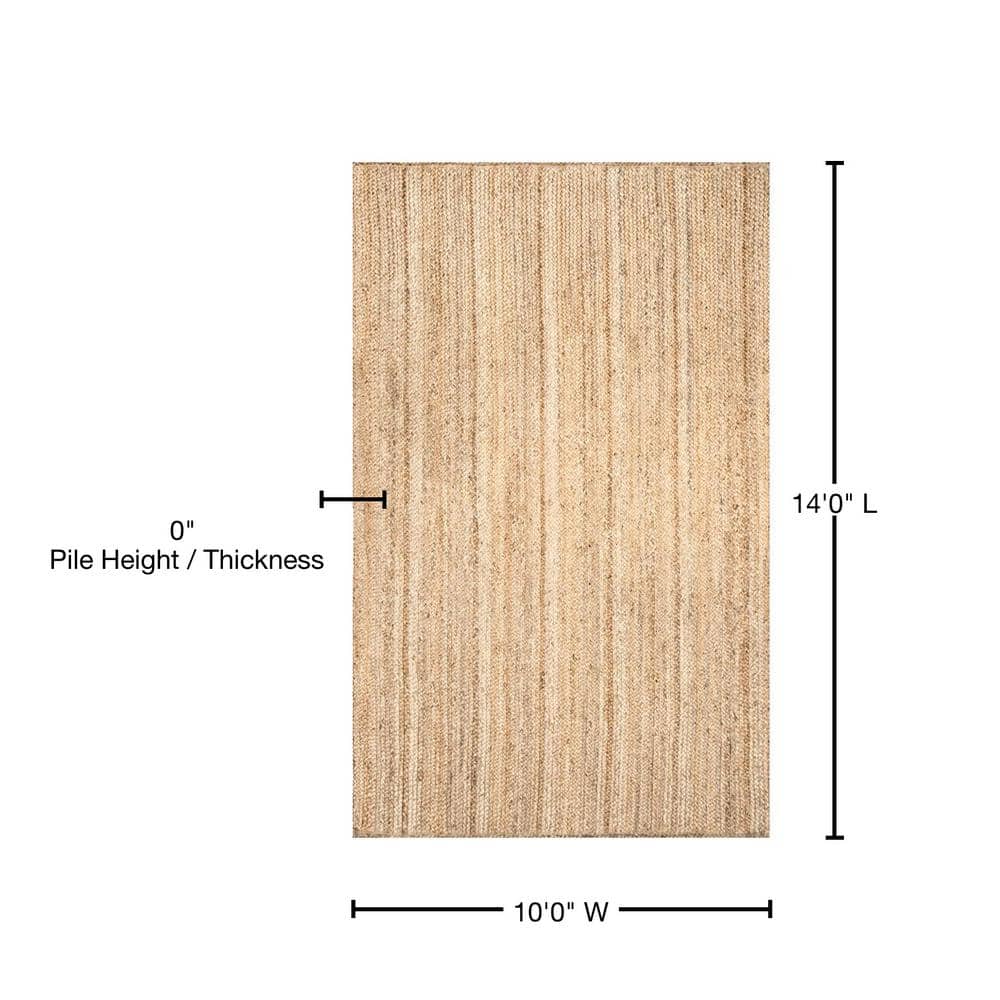 Handmade Beige Braided Jute Rug 10' x 14' - Reversible and Easy Care